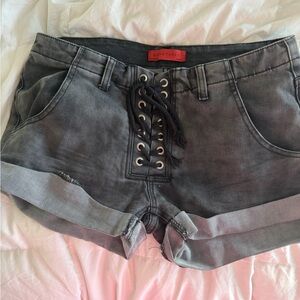 Signature Women's Black Lace-Up Jean Shorts